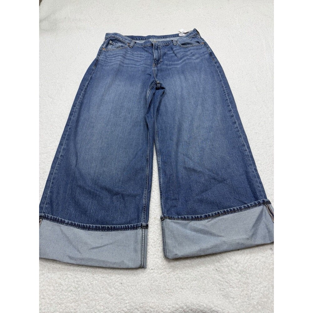 Gap Jeans Pants Mid Rise Ultra Soft Cuff Baggy Y2K Retro Minimalist Size 16 NWT